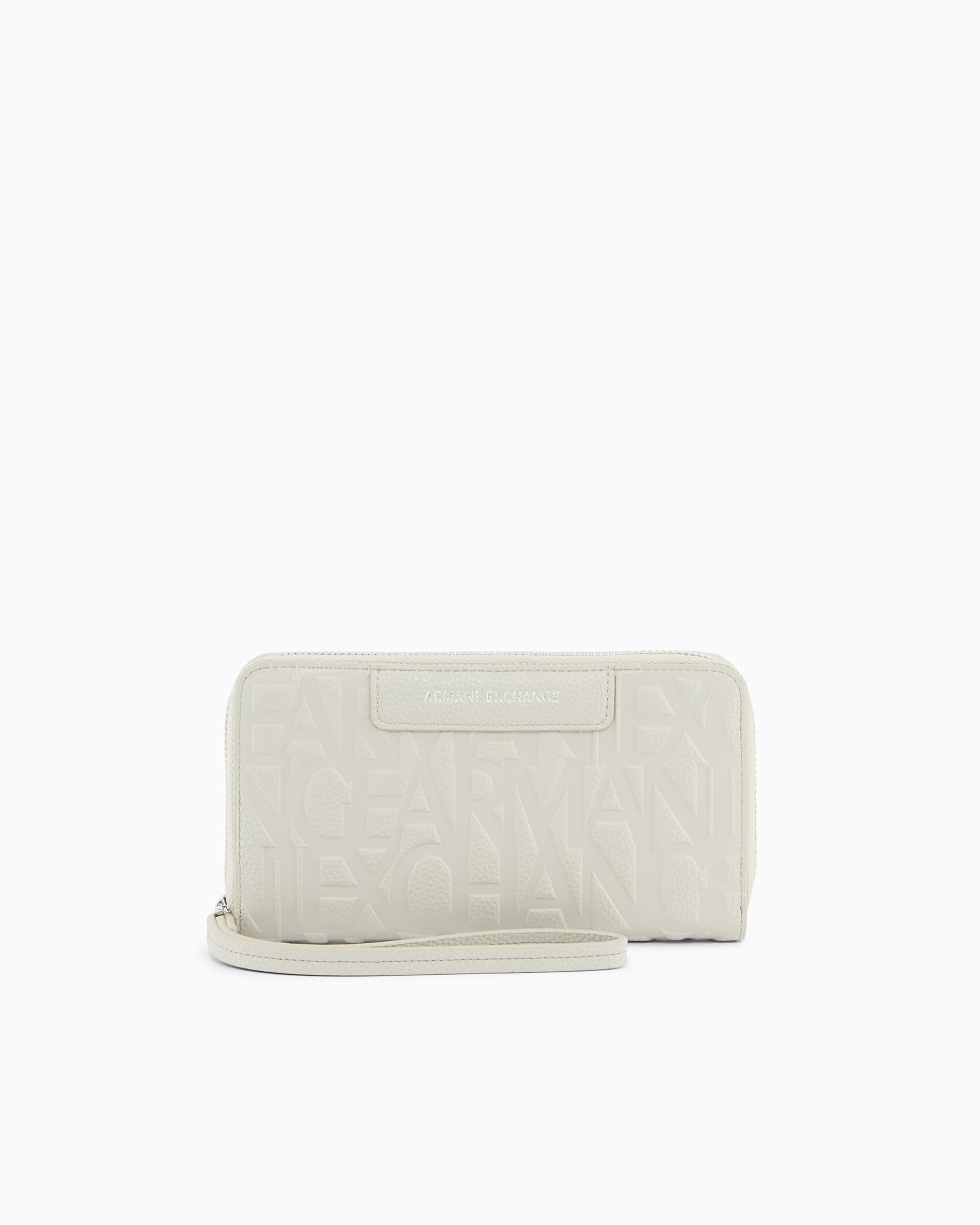 Armani Exchange Women's Liz Pebble Classic Repeated Logo Wrist Band Accessory Travel Wallet, DUST