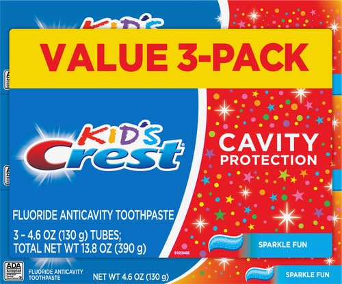 Image of Crest Kid's Cavity Protection Toothpaste, Crest KidsToothpaste, for Children and Toddlers 2+, Sparkle Fun, ToothpasteFor Kids, Packaging May Vary 4.6 Ounce (Pack of 12)