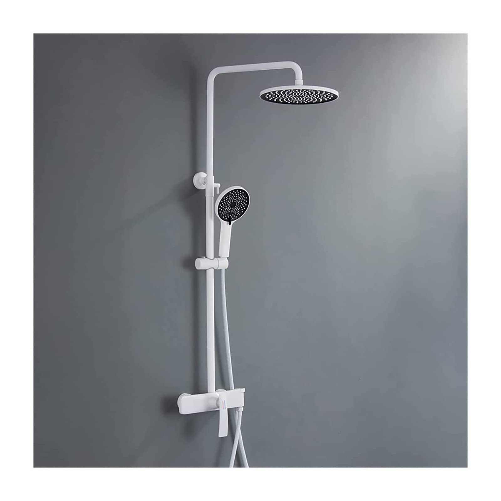 CWCQGH Rain Shower 10 Inch Shower Faucet Set Wall Mounted Shower Combo Set Brass Rain Mixer Shower with Shower Head, 3 Functions Handheld Shower, Tub Spout,White