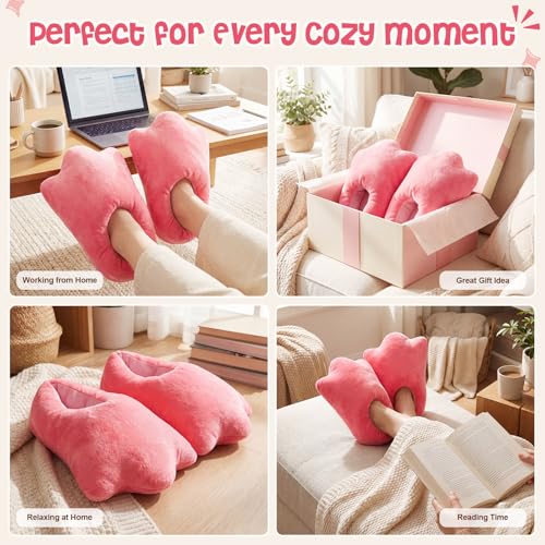 Image of Meanplan Duck Slippers, Winter Feet Slippers Yellow Cartoon Shoes Fluffy Claw Paw Shoes Halloween Party Gift