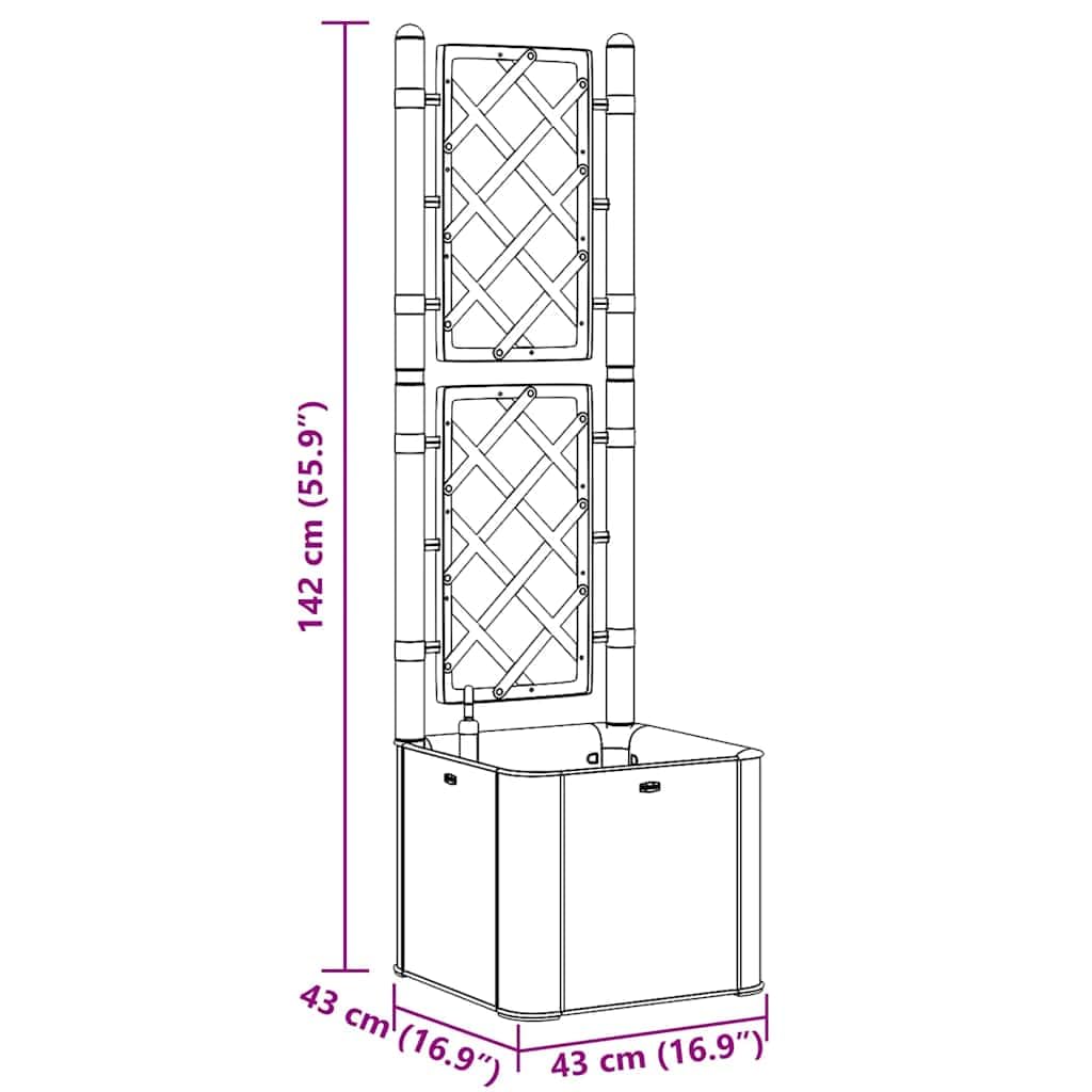 Jardinière Treillis Auto-Arrosante Moka 35L 43x43x142 cm