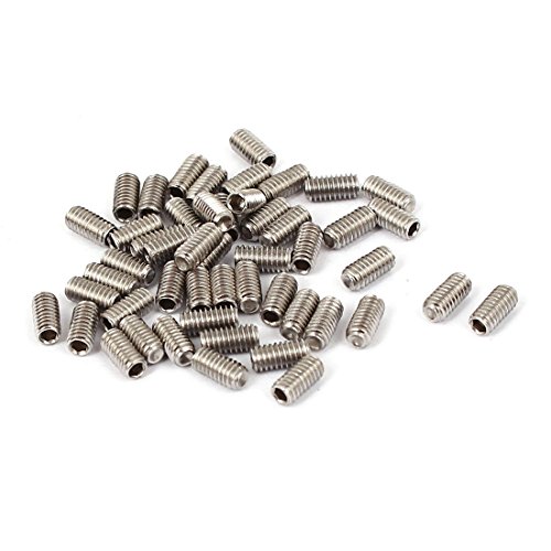 Sourcingmap M2.5x5mm Cup Point Hex Socket Grub Set Screws 50pcs for Gear, Silver