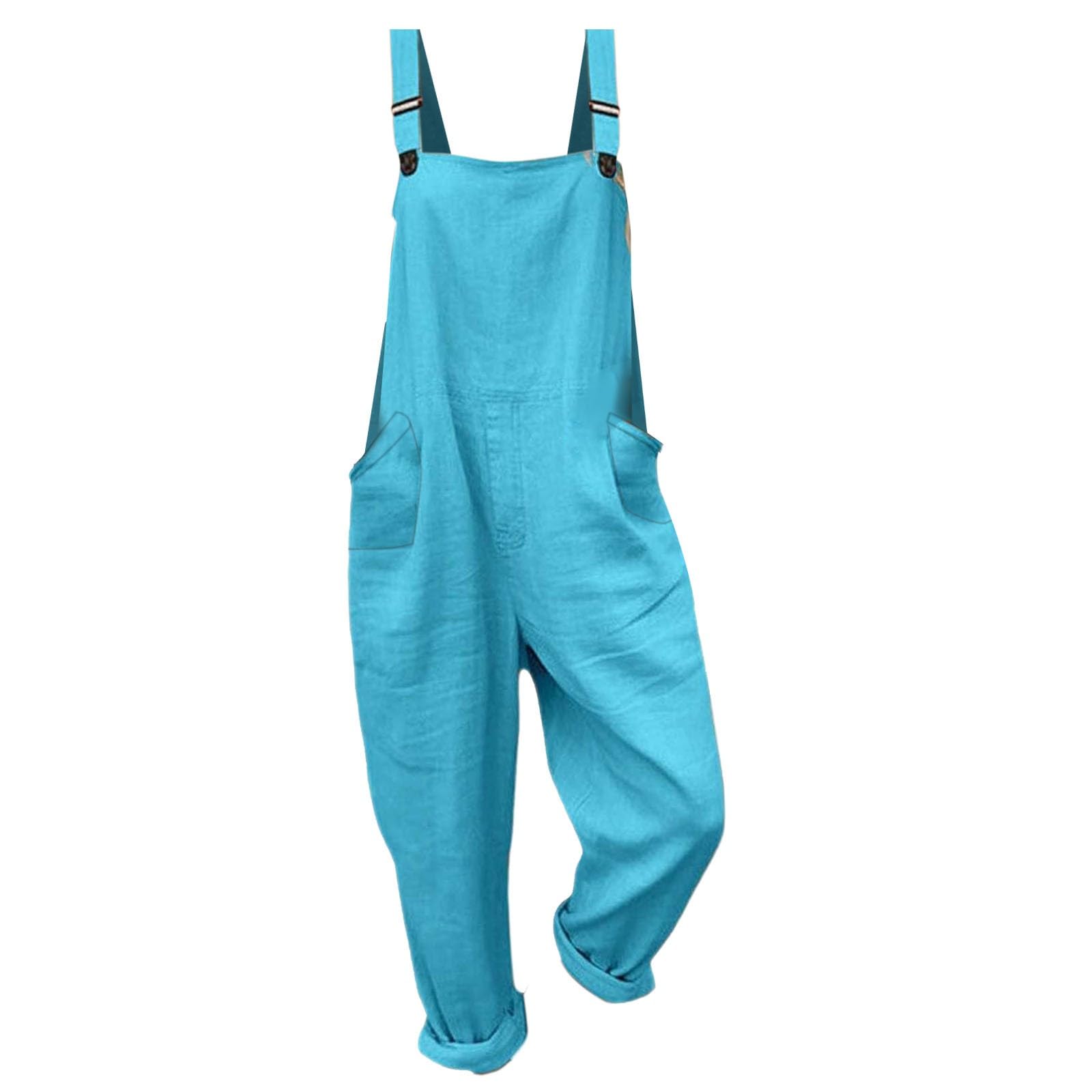 Generico Salopette Donna Estiva Lunga Elegante Tuta Jumpsuit Intera Curvy Casual Moda Stampa Jumpsuits Comoda Larga Pantaloni Da Lavoro Con Tasca Leggera Baggy Salopettes da Casa, Playsuit Spiaggia