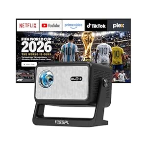 Smart Mini Beamer 4k [Offiziell Lizenzierter APP ] VISSPL 3200ANSI 4K Heimkino & Outdoor Beamer, Autofokus/Trapezkorrektur, WiFi6 Bluetooth Full HD 1080P Video Projektor für Handy/PC(Tiefschwarz