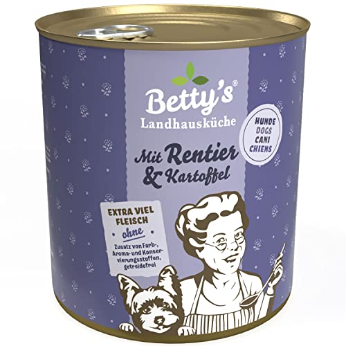 Betty's Landhausküche Hund Rentier mit Kartoffel 6 x 800 g Für alle Hunderassen geeignet Hohe Bioverfügbarkeit Wir achten auf Beste Qualität