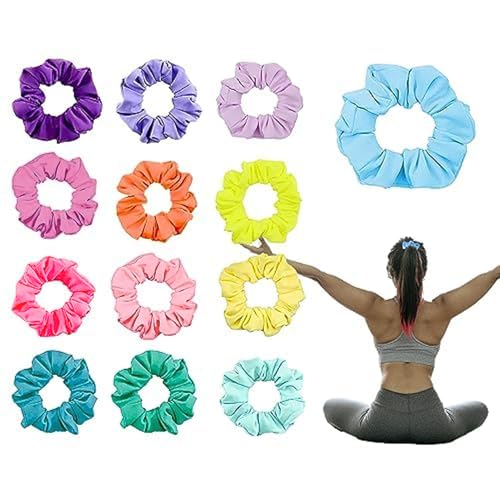 Minasuki Colorful Waterproof Scrunchies -13 Colors Stylish Hair Scrunchies for Women Girls,Quick Dry Hair Band Exercise Stretchy Ponytail Holder,Hair Ties Accessories for Swimming Yoga Running