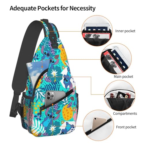Sling Bag,Stitch Crossbody Sling Backpack Travel Hiking Chest Bag Daypack For Purses Shoulder Bag Women Men'S4