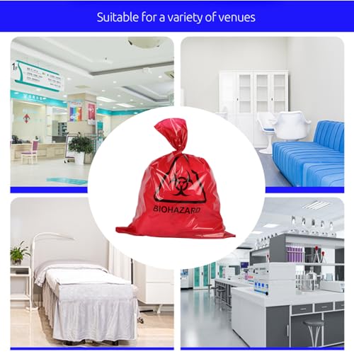 Image of 5 Pack Biohazard Bags Heavy Duty Thick Autoclavable Infectious Waste Bag Red Polypropylene Puncture Resistant 20 Gallon Biohazard Safety Bags Disposable Laboratory Sample Specimen Bag