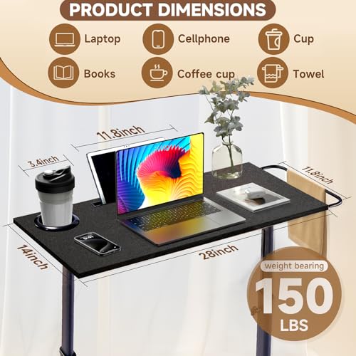 Image of Adjustable Treadmill Walking Pad Desk, for Bike /Cycling Trainer, Workstation Standing Desk, Trainer Stand Table for Indoor, Treadmill Attachment-Exercise While Working or Watching TV, Black