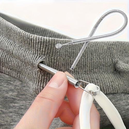 Drawstring Threader Tool Metal Spring Design Bendable Rope Threading for Elastic Waistbands, Pants, Hats, Sweatshirts, 1pcs