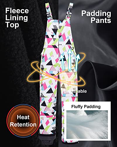 Image of CREATMO US Girl's Snow Bibs Kids Ski Pants Waterproof Insulated Winter Overalls