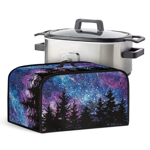 TODIYADDU Blue Galaxy Forest Slow Cooker Dust Cover with Handle Fashion Air Fryer Cover Insulated Travel Carrier for Women Men Lightweight Appliance Cover Dust Cover Trendy Home Decor Holiday Gifts