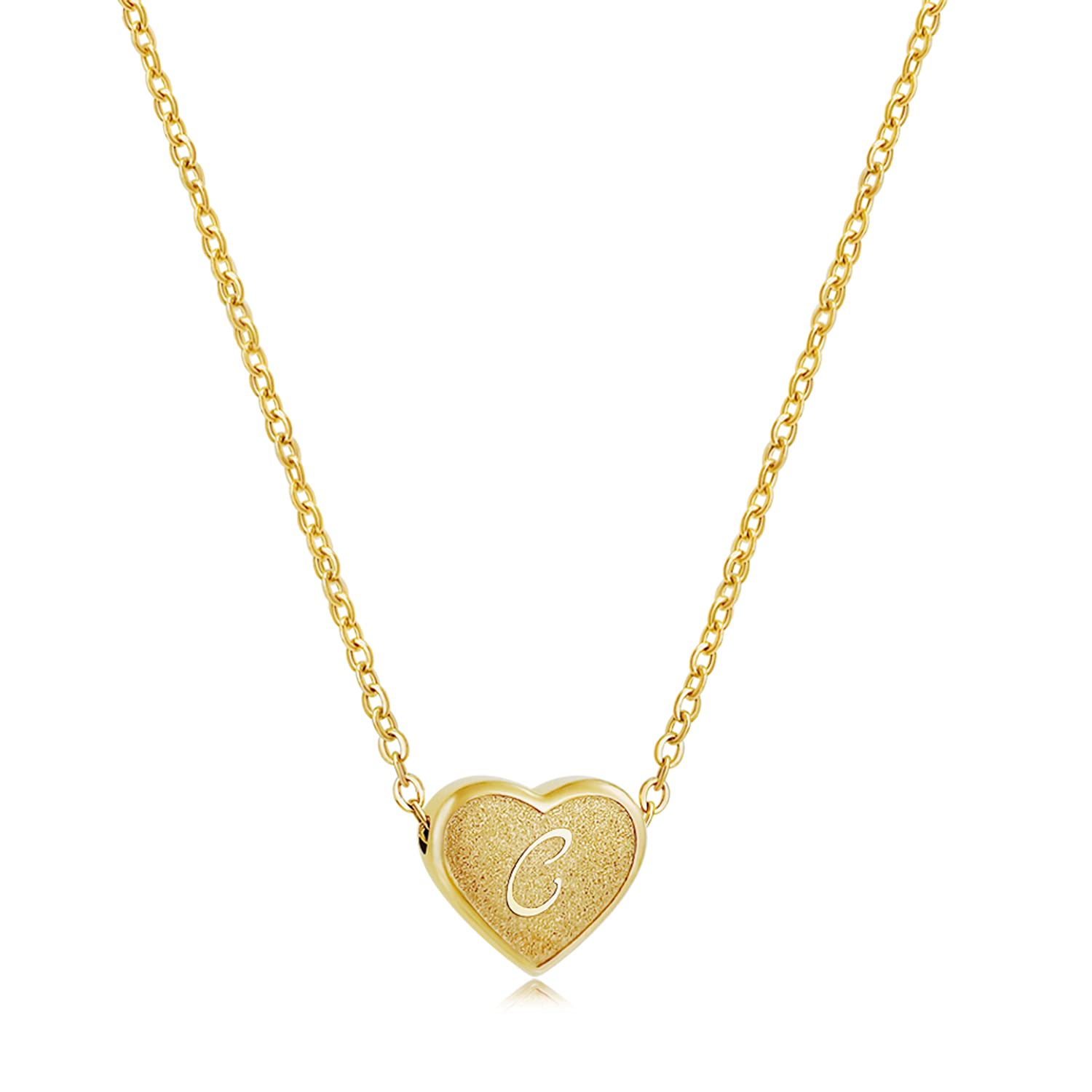 CHENGMENDainty Cute Heart Initial Necklace Gold Plated 26 Letter A-Z Necklaces Gifts Jewellery for Women Girls
