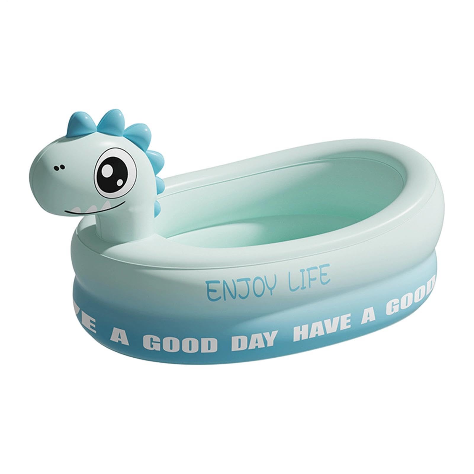 Inflatable Ground Pool, Thickened Bath Pool for Backyard, Garden, for Girls, Camping, Nursery, Bathroom, Indoor, PVC, Dinosaur, 93 x 50 x 53.5 cm