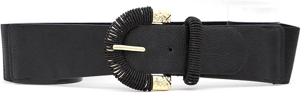 ZAHSY Chunky Buckle Elastic Belts for Dress Retro Braided Belt Women Leather Ladies Belts for Jeans Wide Waist belt for Women