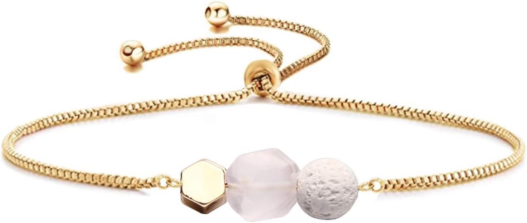Jardme Essential Oil Diffuser Bracelets, 14K Gold Link Bracelets for Women, Birthday Gifts for Women Mom