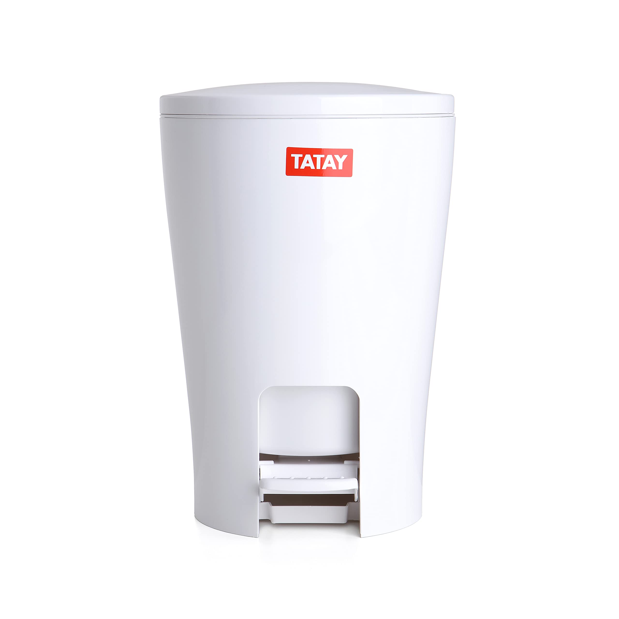 Tatay Papelera Baño con Pedal Diabolo 5L | Interior Extraíble con Asa | Diseño Práctico y Fácil de Limpiar | Plástico Gran Resistencia | 19 x 21 x 28,2 cm – Blanco