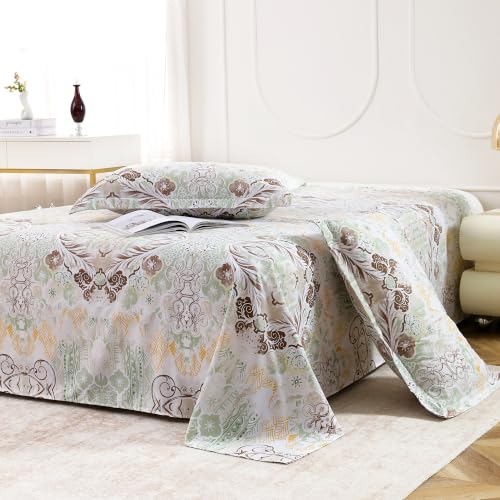 Image of Dew Cotton Bedsheet for Double Bed 160 TC 250 x 225 CM, Green