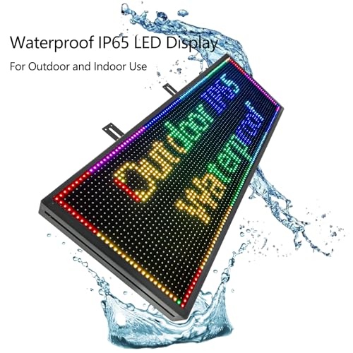 Image of P10 Outdoor /Indoor Programmable LED Sign, 4000CD /㎡ High Brightness Scrolling Display, WiFi Control, Customizable Message Board for Business Advertising, Restaurants, Stores, Bars 40 inchx14 inch