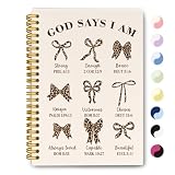 THDSE Bible Journal for Women, Christian Prayer Journal Leopard Notebook Gifts for Teen Girls Kids, Bible Study Supplies, Coquette Vintage Bows Cute Church Faith Journaling Hardcover Spiral Notebook 5.5 X 8.3