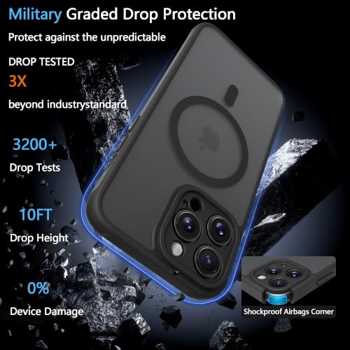 Image of for iPhone 13 pro Case [Compatible with Magsafe]Translucent Matte Phone Cover, [10 FT Military Grade Drop Protection] Slim Durable Shockproof Protective Bumper (Black Magnetic, iPhone 13 pro)