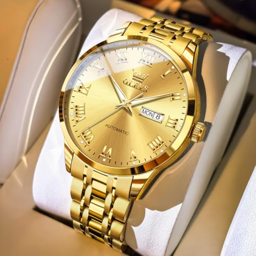 Image of OLEVS Automatic Mens Watches Self Winding Mechanical Business Luxury Dress Wrist Watch Stainless Steel Waterproof Luminous Day Date
