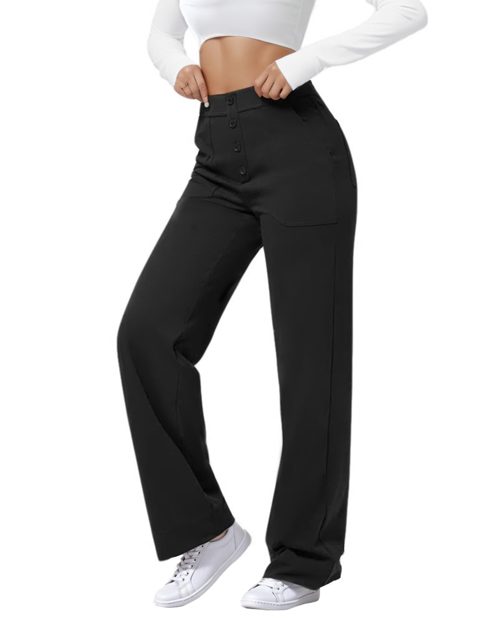 SEMARO High Waisted Casual Pants for Women Business Dress Work Office Stretchy Pants with 4 Pockets