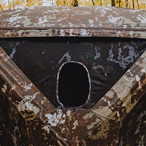 Barronett Blinds® Pentagon™ Heavy-Duty, Portable Hunting Blind, 5-Sided Hub Blind, 600 Denier Fabric, Low Profile Windows, 4-Person, Crater™ Harvest, 72” X 96” X 96”, Pthd550Ch #TOP5