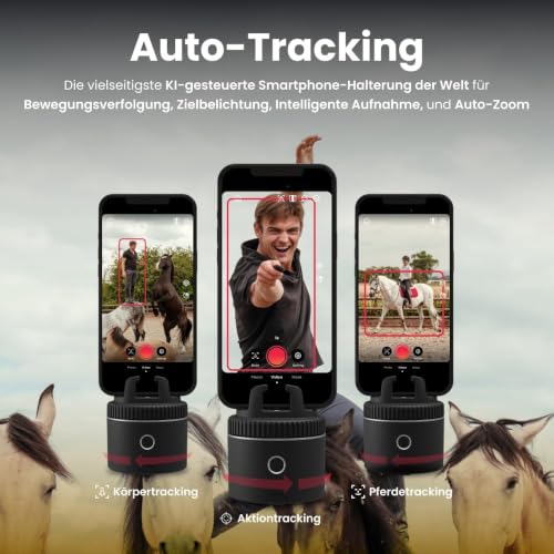 Image of Pivo Equestrian Starter Pack Auto Tracking Phone Holder, Face, Body & Horse Tracker, 360 Rotation, 6 Speed, Stand for Video Recording (Black)