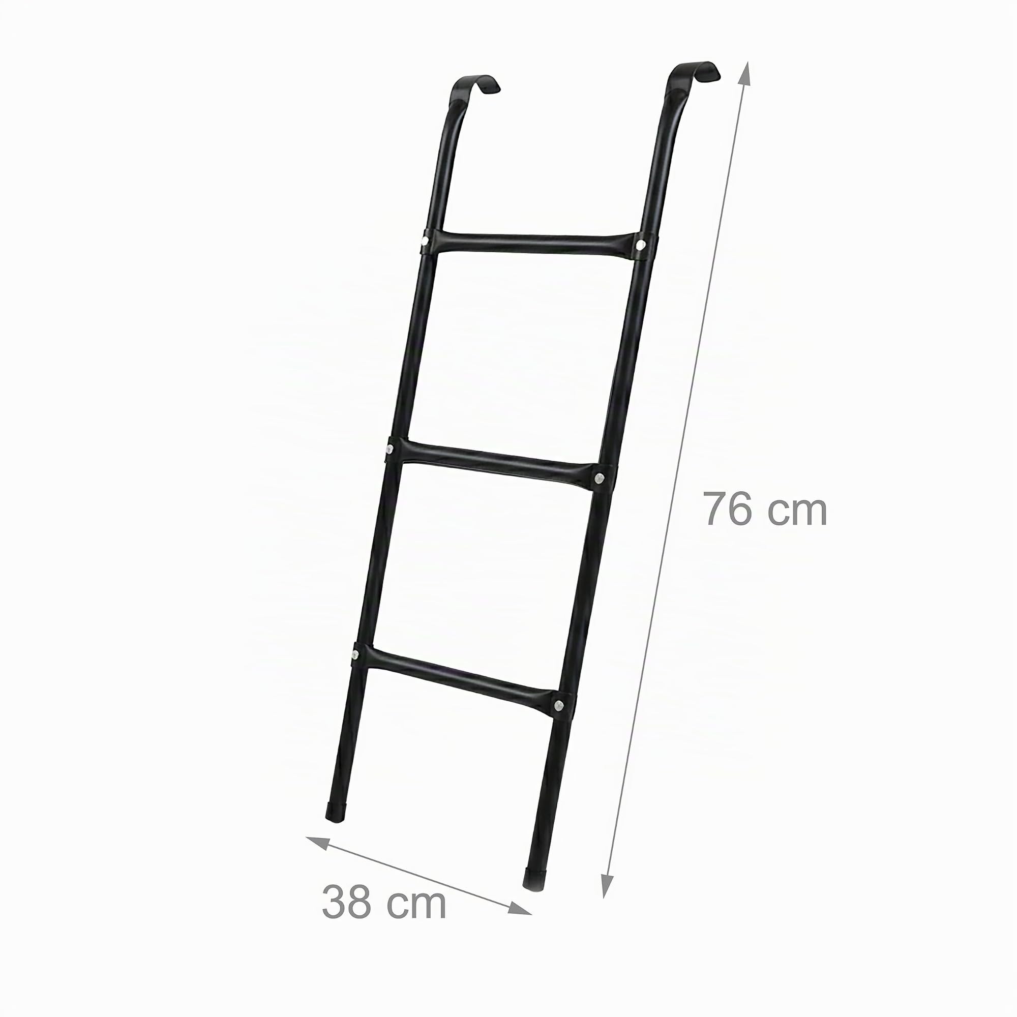Relaxdays Scala per Trampolino, HxB: 96 x 38 cm, da agganciare, 3 gradini, Universale, Acciaio, Nera