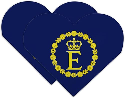 Queen Elizabeth II - Marcapáginas de piel sintética con diseño de corazón de bandera - Juego de 2