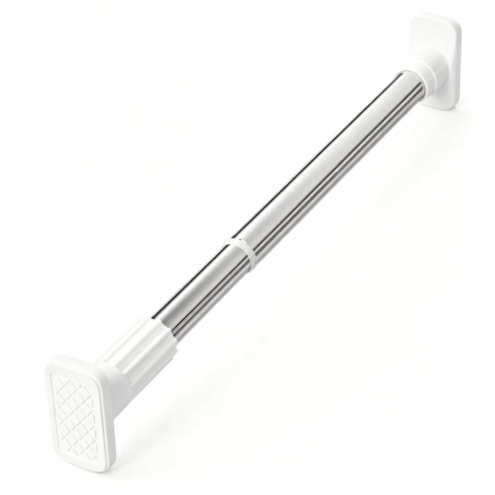 Shower Curtain Rod No Drilling, Stainless Steel Adjustable Spring Tension Curtain Rod for Bathroom, Closet, Window, 22-110 In, Silver White(95-150cm/37-59in)