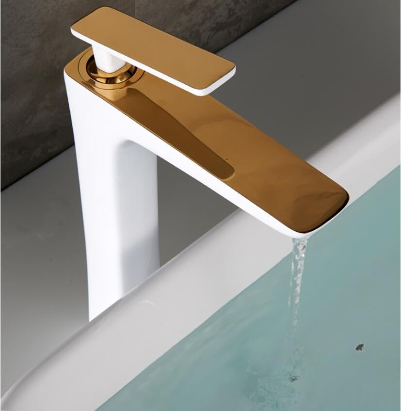 Robinet de lavabo en or brossé | Mitigeur contemporain en laiton haut de gamme