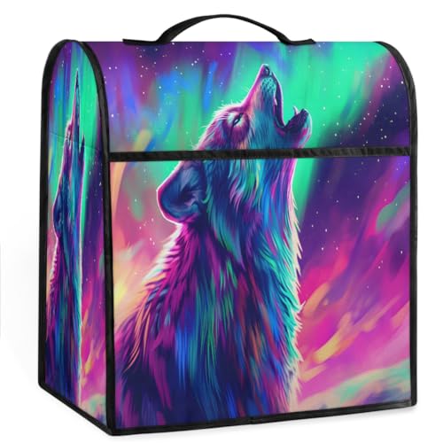 Coffee Maker Cover Colorful Starry Sky Wolf Kitchen Appliance Covers Small Appliance Covers Blender Cover Juicer Cover Dust Covers for Kitchen Appliances with Top Handle and Pockets,Washable,C774