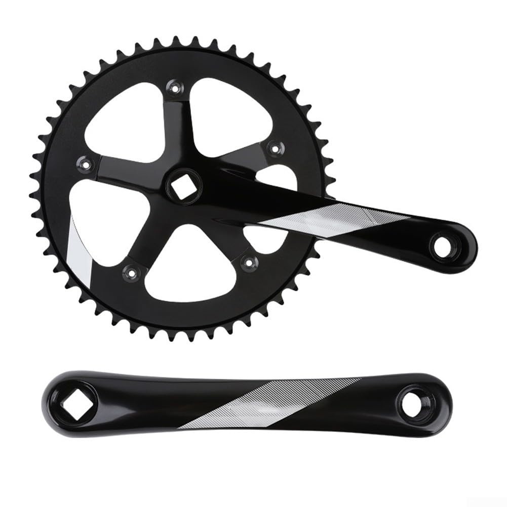 Guarnitura 130 48 denti, corona singola da 170 mm, conica quadrata per bici a scatto fisso, in lega di alluminio 7075, set di pedivelle nere