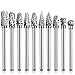 WHISTECK Carbide Rotary Burr Set - 10pcs Double Cut Tungsten Steel Die Grinder Bits, 1/8