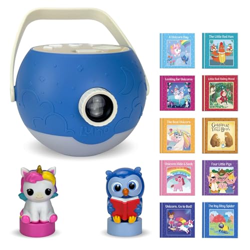 Image of LUNA STORYTIME Kids Book Projector - 5 Unicorn & 5 Classic Read-Aloud Stories, 10 Songs, Night Light & Soothing Dream Music | Children Ages 3+ Storytime Projector for Kids & Toddlers | Owl & Unicorn