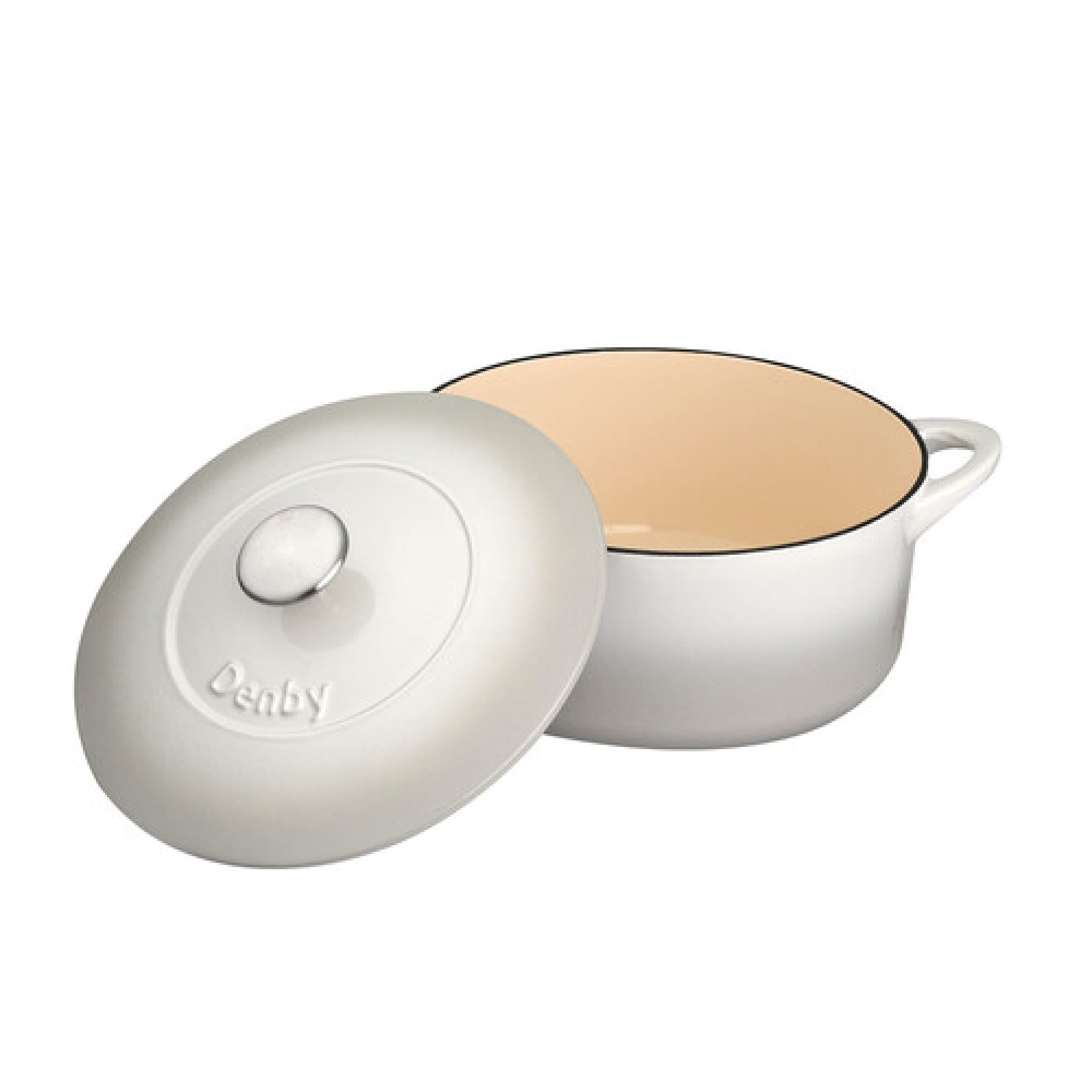 Denby - Natural Canvas White Cast Iron Casserole Dish - 4.05L Capacity Dutch Oven, Oven Safe Pot, Suitable For All Hob Types - Premium, Enamelled - Dishwasher Safe Cookware - 24cm, Round