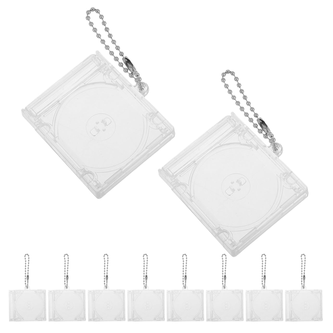Baluue 10 Stück Mini CD Hüllen Schlüsselanhänger: Transparente ABS CD-Box für DIY NFC Musik Keychain, Personalisierter Foto-Anhänger für Rucksack, 5.5x5cm