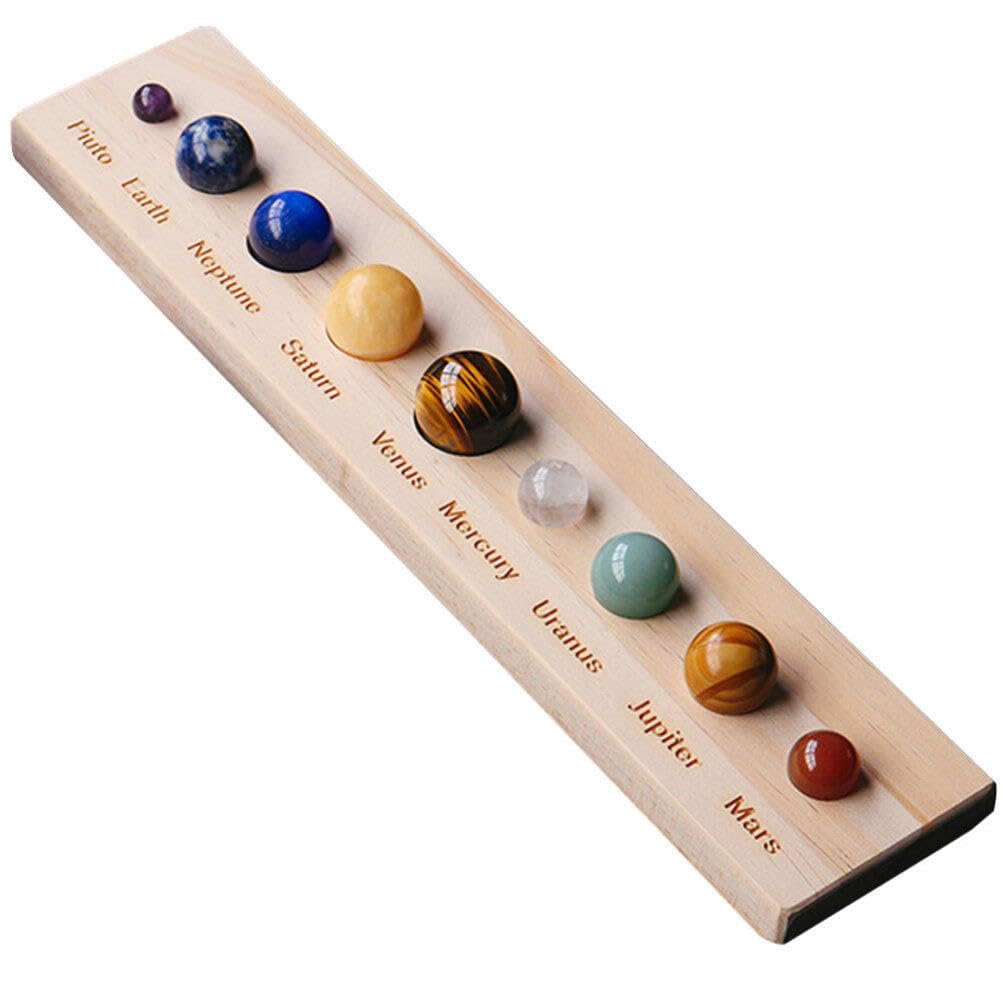 Planetarium Model 10pcs Nine Planets Gem Stones Natural Crystal Raw Stone Solar System Decorations for Home Office Desk Decorations Specimen Ornament