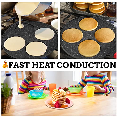 Fried Egg Pan, Nonstick Mini Pancake Pan Kids Mini Pancake Maker Pan For Pancakes Mold Ceramic Silver Dollar Pancake Pan Flapjack Griddle Nonstick Grill Pan Round Pancake Mold #TOP2