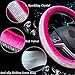 Alusbell Crystal Diamond Steering Wheel Cover Soft Velvet Bling Rhinestones Steering Wheel Cover for Women Universal 15 inch Plush Car Wheel Cover Rose Red