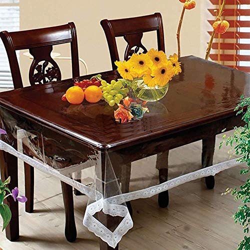 Protection de table en PVC imperméable transparent avec dentelle - 3