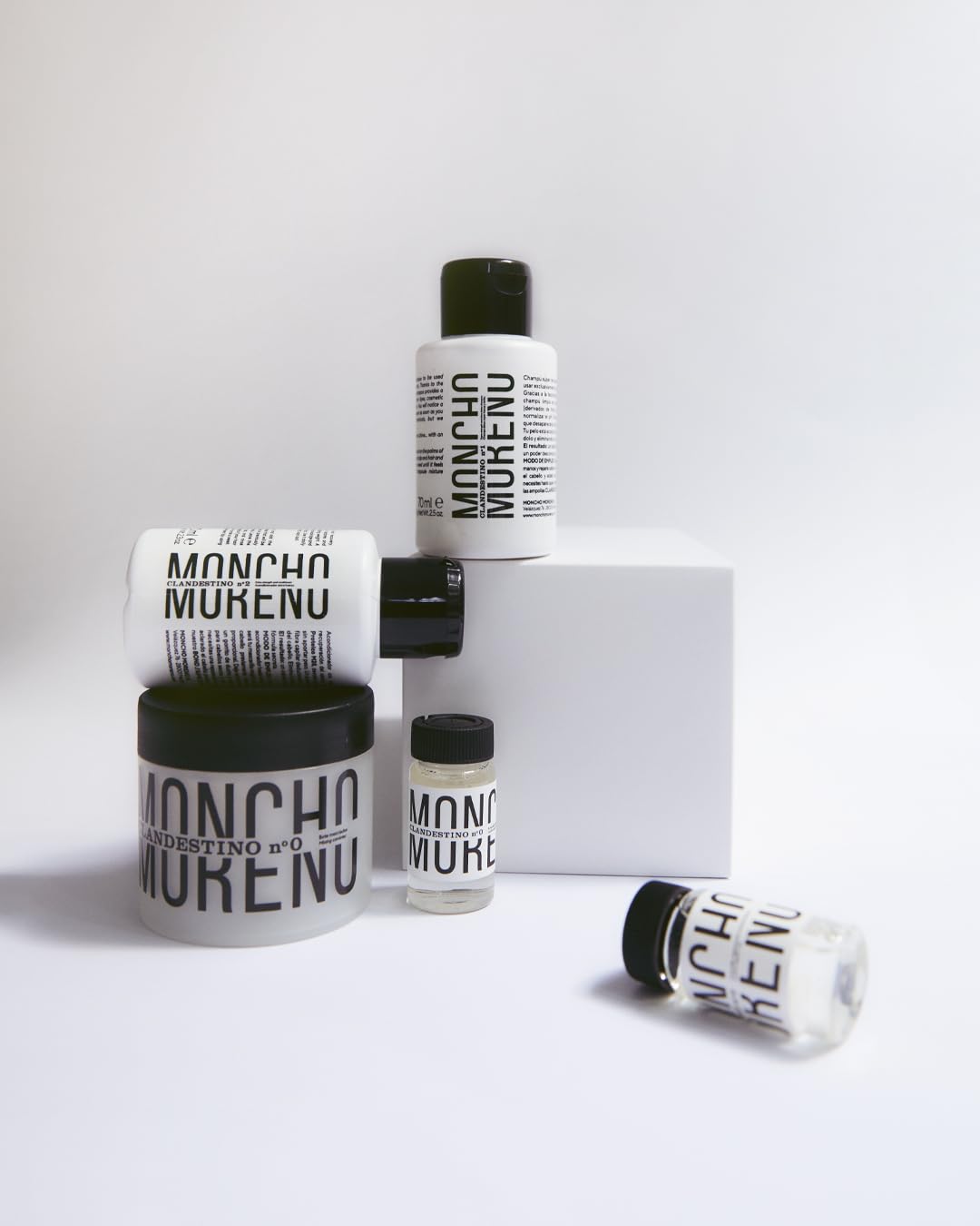 MONCHO MORENO Clandestino Duo - Set Reparación Capilar Intensivo Antirotura | Sistema Profesional en 3 Pasos, Para Cabello Dañado, Seco y Fino, Champú + Mascarilla + Ampollas