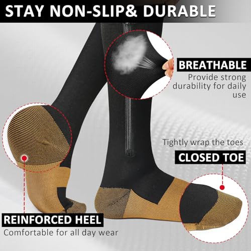 Image of Ailaka Medical 15-20 mmHg Zipper Compression Socks Women Men