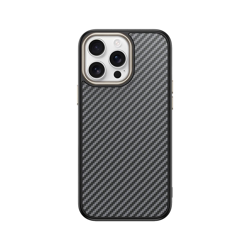 Zore Apple ile uyumlu iPhone 15 Pro Max Kılıf M-safe Şarj Özellikli Karbon Fiber Görünümlü Zore Antina Kapak Gri