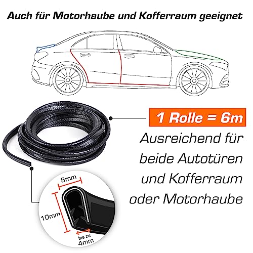 Türkantenschutz Auto Upgrade4Cars in Schwarz 6 Meter Gummi und Metall