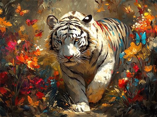 Pintar por números adultos para superar el estrés con óleo de animales y 3 pinceles