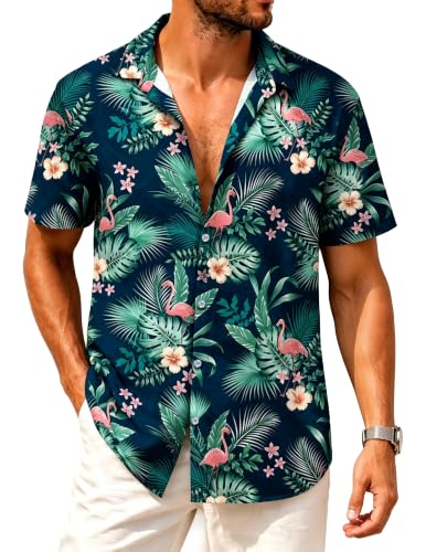 Mizvsitrd Flamingo Hawaiian Shirt for Men