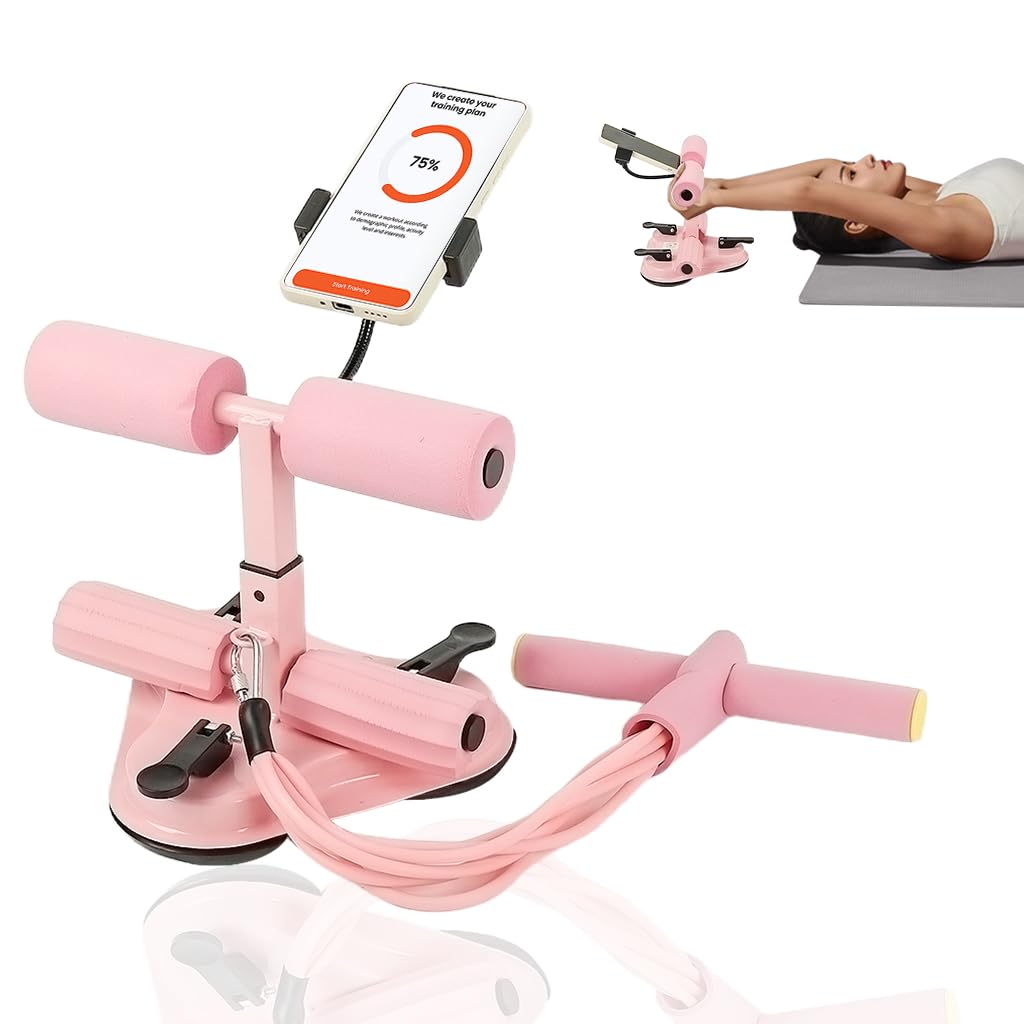 Proberos® Sit Up Bar with Phone Holder, Dual Strong Suction Cups, 3 Tube Resistance Floor Sit Up Bar, Home Abs Trainer, Adjustable Height for Men Women Sit Up Assistance Trainer-image-7